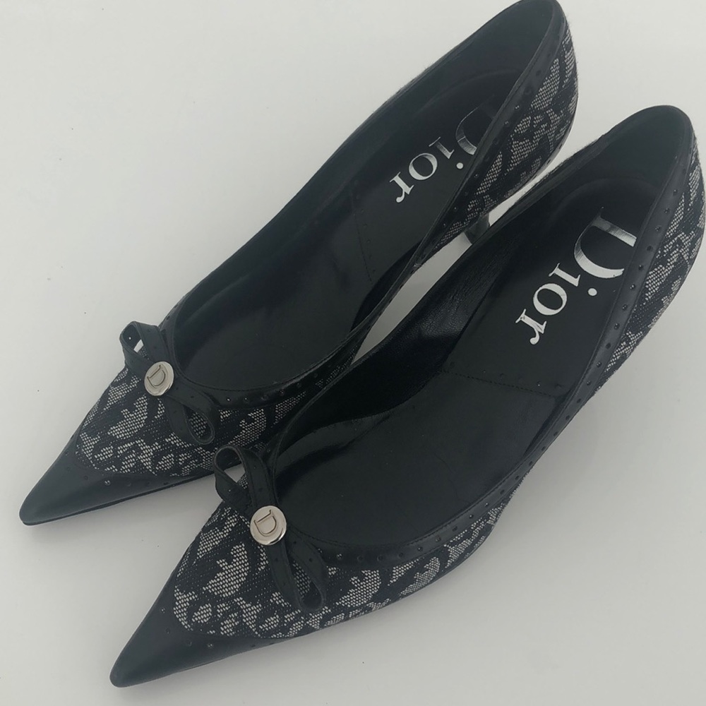 !!SOLD!! Dior logo denim blue and leather black Sz 37.5